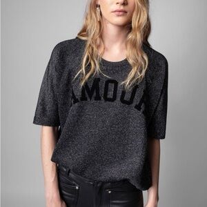 ‼️RARE‼️🎸ZADIG & VOLTAIRE🎸🔥NWT🔥 Portland AMOUR Sweatshirt in Noir